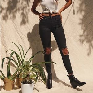Free People Black Jeans Ripped Knees 24